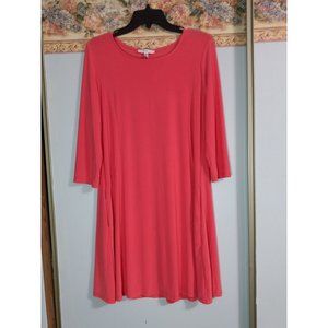 Tash + Sophie Medium Coral Pink Stretch Pockets Minimalist Casual Occasion Dress